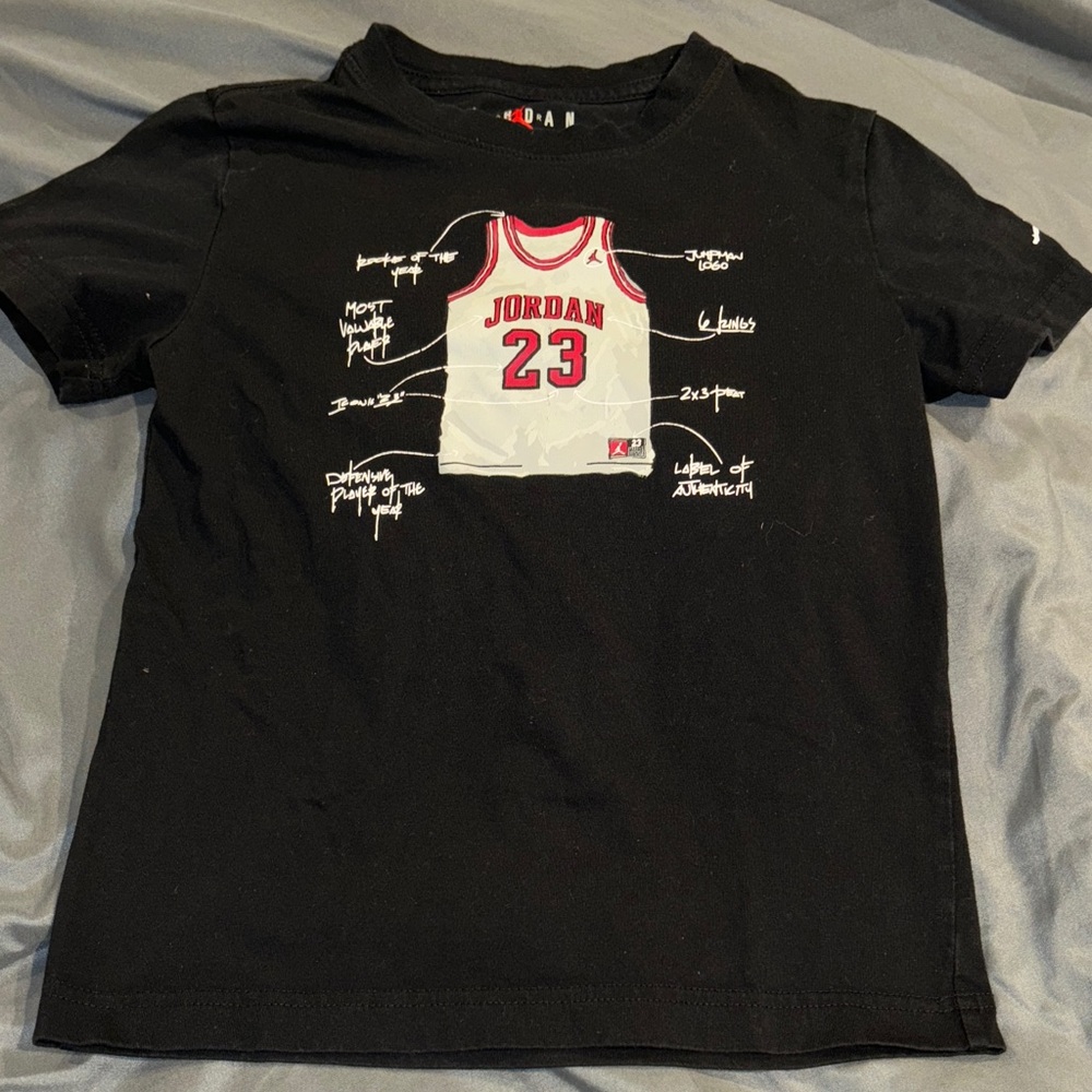 Jordan Kids Black & Red GOAT Tee. Size 7